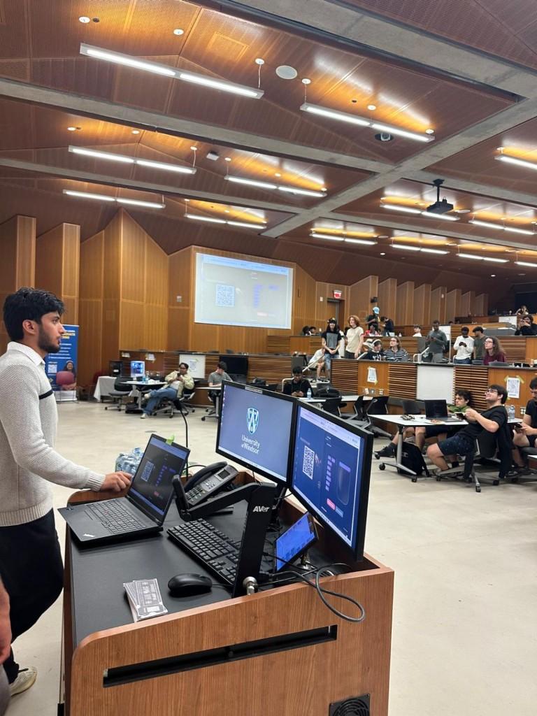 Mohammad Affan Shahid presenting at a University of Windsor event